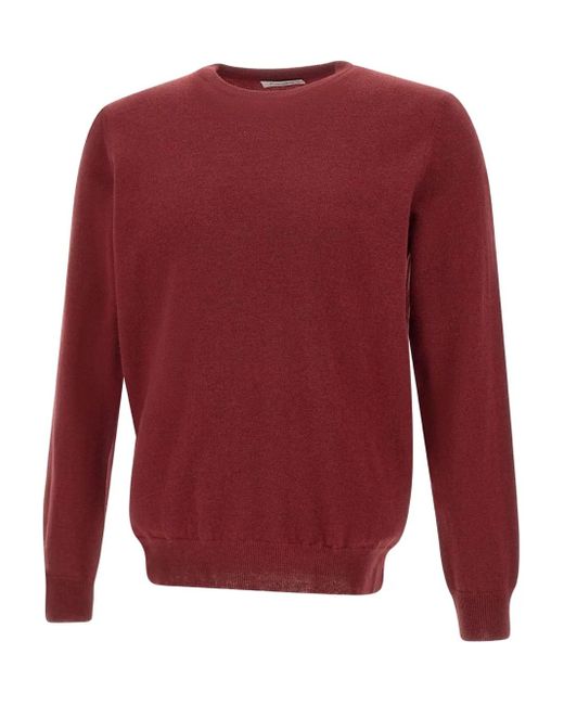 Kangra Red Ribbed Crew-Neck Sweater for men