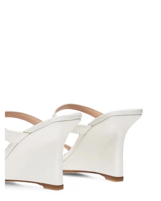 Stuart Weitzman White Vinnie Patent Wedge Sandals