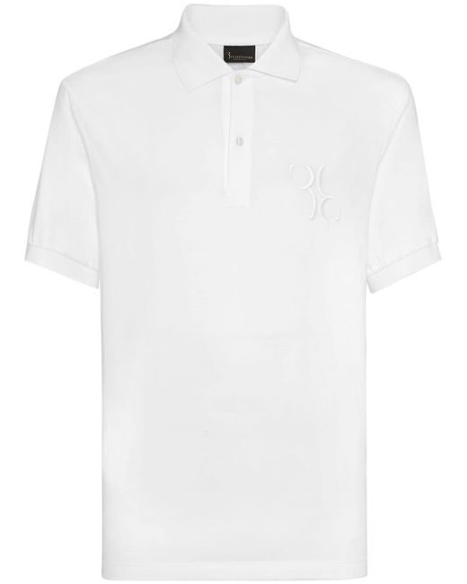 Polo en coton à logo brodé Billionaire pour homme en coloris White