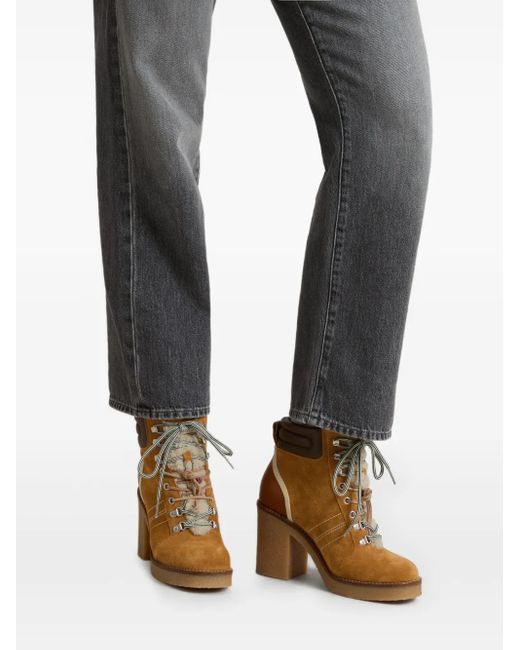 Woolrich Brown Lace-Up Shearling-Trim Boots