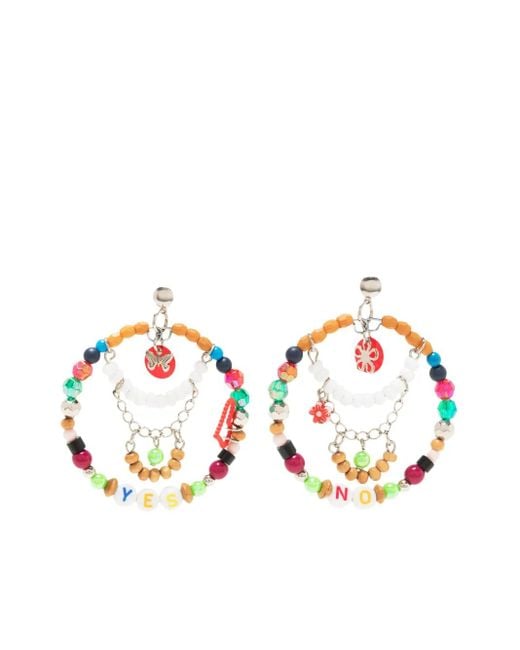 Amir Slama White Bead-Embellished Earrings