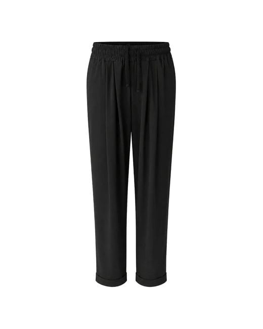 ALBERTO BRESCI Black Pleated Drawstring Trousers for men