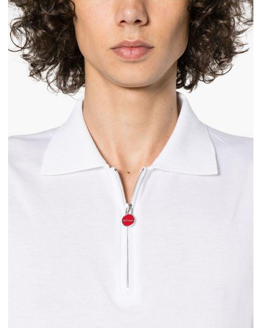 Kiton White Fine-ribbed Polo Shirt for men