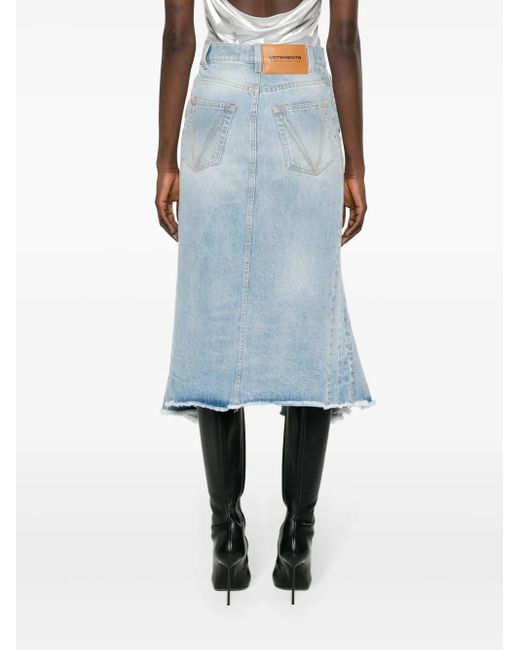 Vetements Blue Godet Denim Midi Skirt