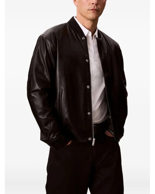 Calvin Klein Black Button-Fastening Bomber Jacket for men