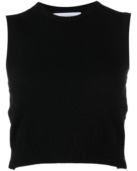 Thom Browne Black Cashmere Cropped Crew Neck Shell Top