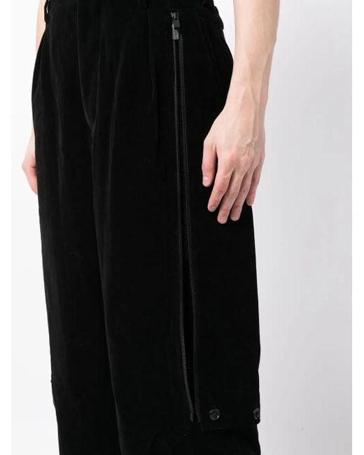 Yohji Yamamoto Blue High-Waisted Straight-Leg Trousers for men