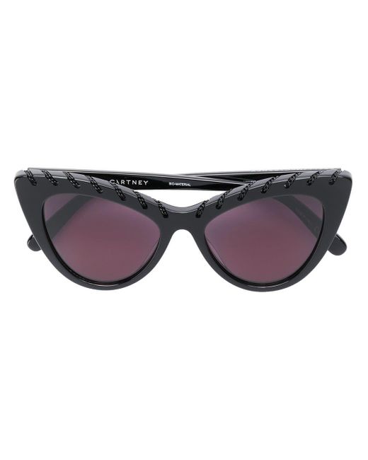 Stella McCartney Black Chain Embellished Cat Eye Sunglasses
