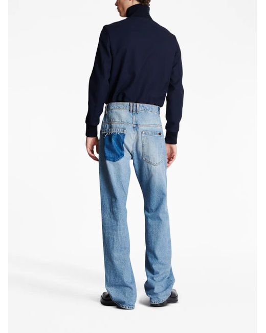 Balmain Blue Contrast-Pocket Wide-Leg Denim Jeans for men