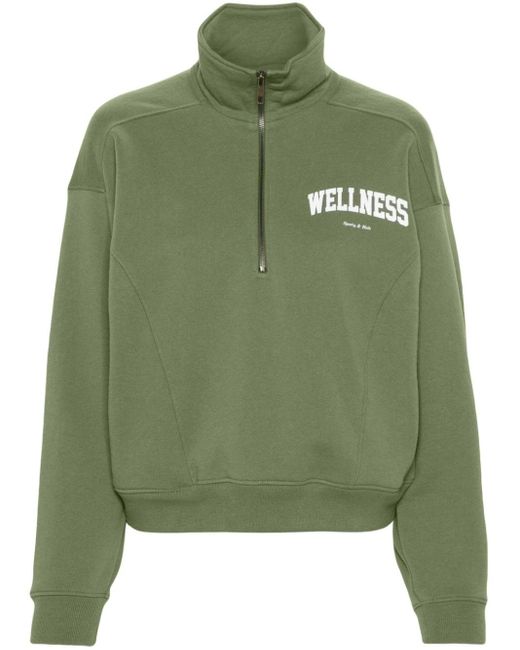 Sporty & Rich Green Wellness Ivy Quarter Zipped Sweatshirt