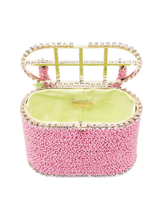 Rosantica Pink Mini Beaded Flower Tote Bag