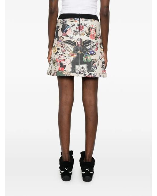 The Artistylist White Tattoo-Print Silk-Blend Skirt