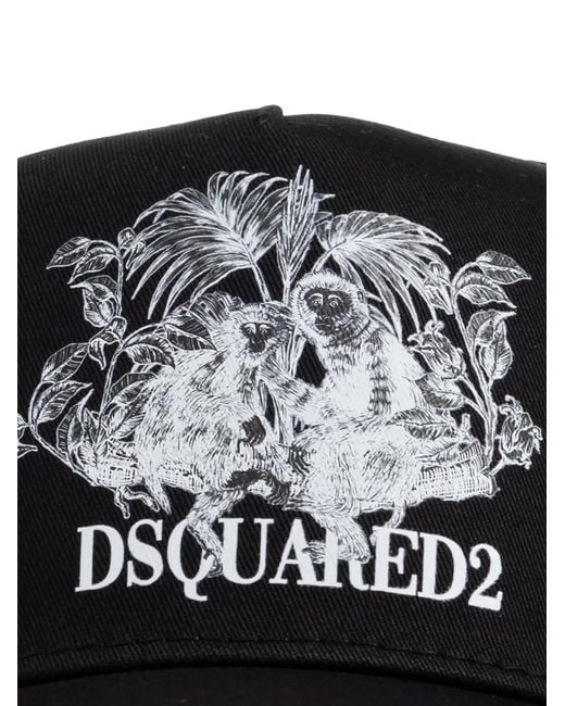 DSquared² Black Monkey-Motif Baseball Cap for men