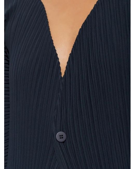 Issey Miyake Blue Pleated Cardigan