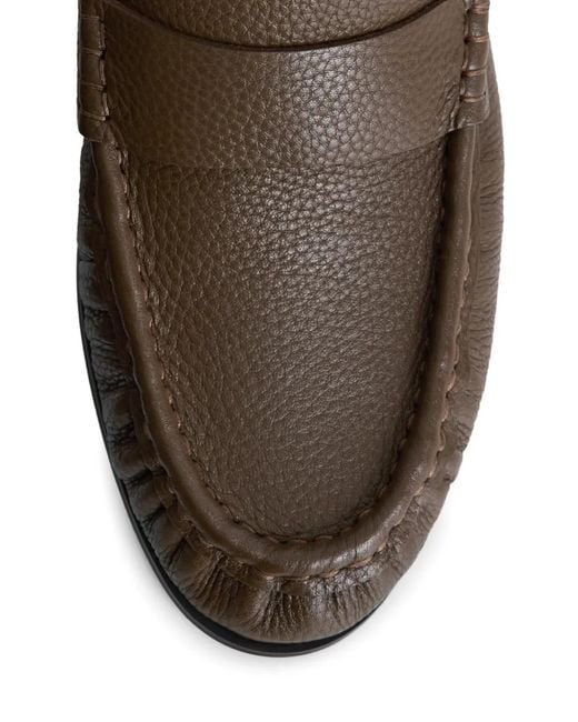 12 STOREEZ Brown Grained Leather Loafers