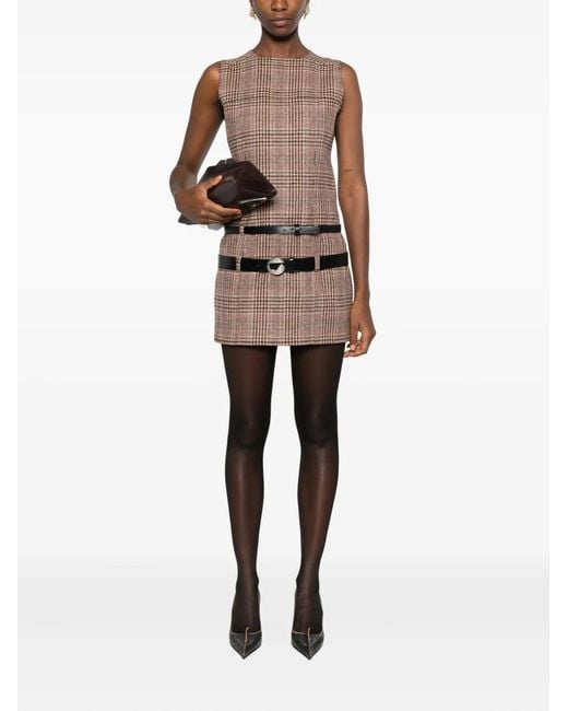 Coperni Brown Checkered Mini Dress