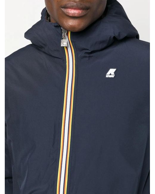 K-Way Blue Reversible Logo-Appliqué Down Jacket for men