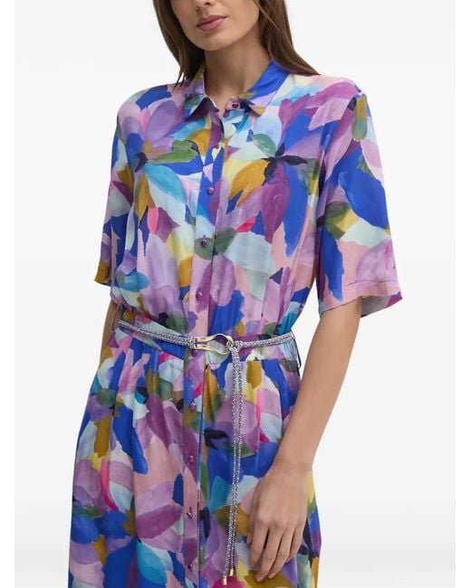 La Petite Francaise Blue Roger Floral Short-Sleeved Midi Dress