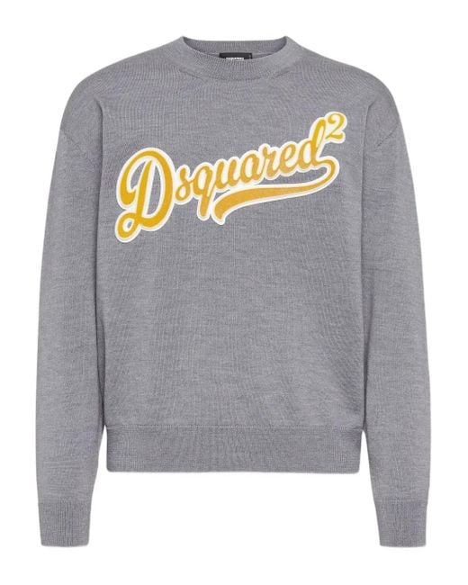 DSquared² Gray Fine-Knit Jumper for men