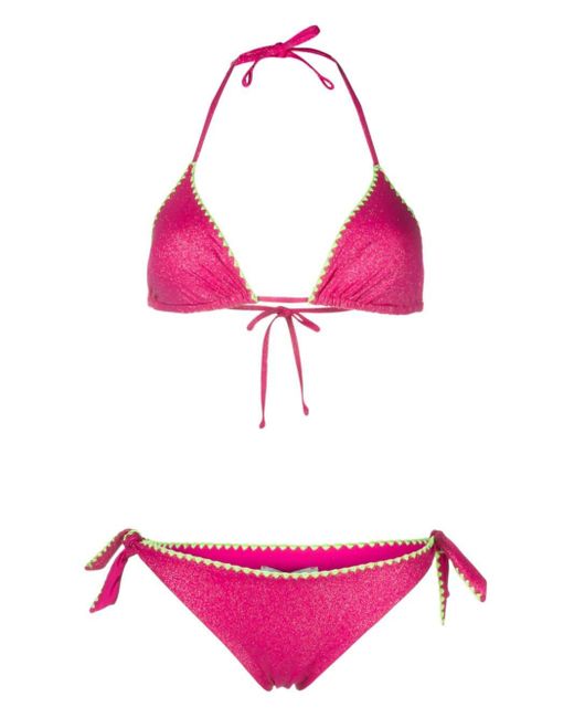 Twin Set Pink Glitter Triangle Bikini Set