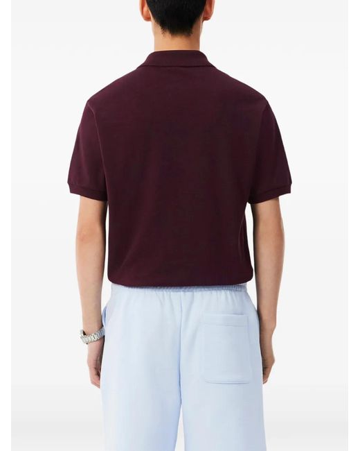 Lacoste Purple Logo-Patch Polo Shirt for men