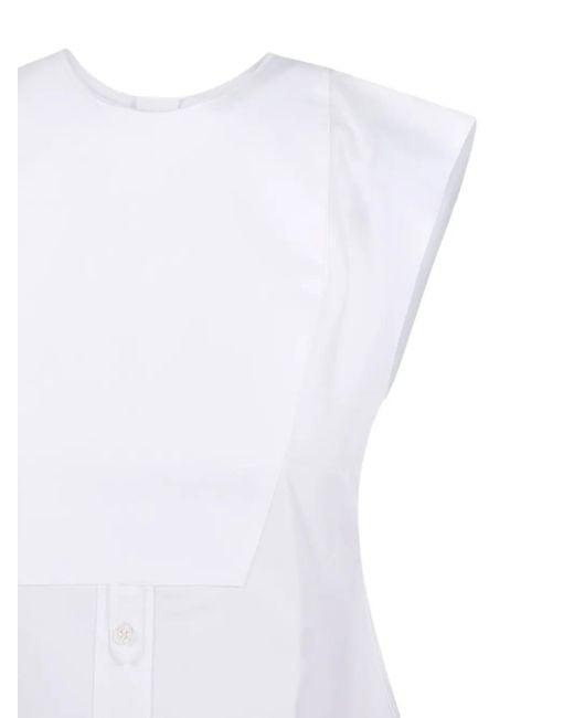 Victoria Beckham White Button-Front Sleeveless Top