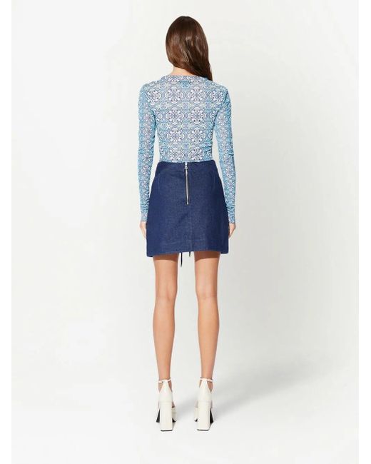 RTA Blue Tomas Tile-Print Top