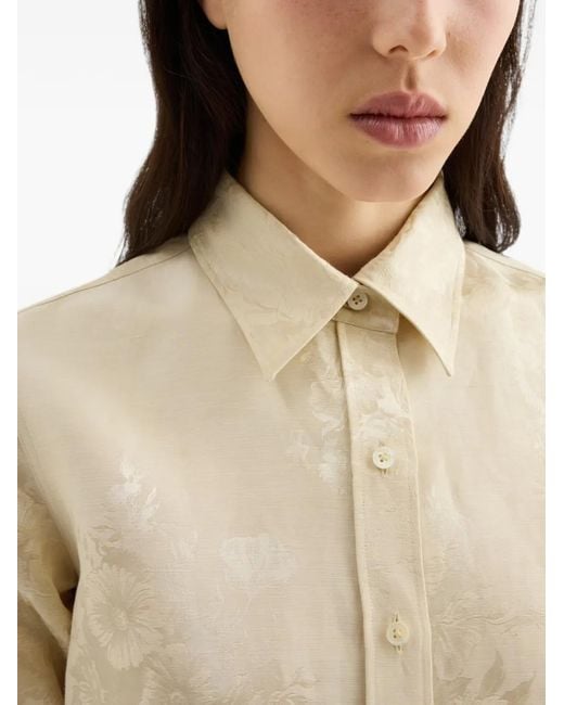 Jil Sander Natural Flower-Jacquard Fitted Shirt