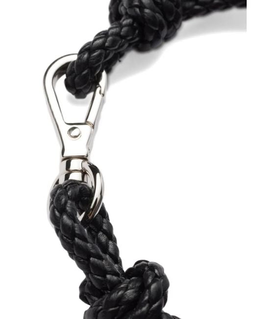 Prada White Triangle-Logo Leather Bracelet for men