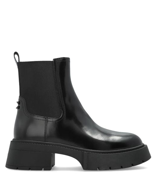 COACH Black Lug-Sole Leather Chelsea Boots