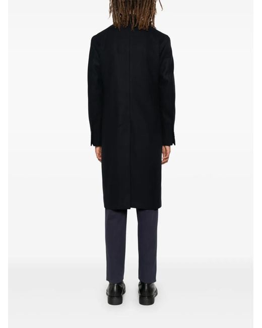 Boglioli Black Double-Breasted Virgin Wool Blend Coat for men