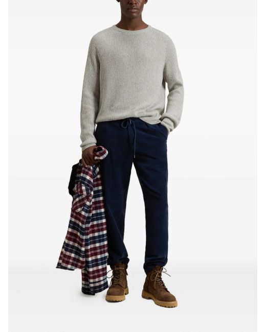 Woolrich Gray Ribbed Crew-Neck Sweater for men