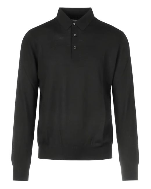 メンズ Gran Sasso ロングスリーブ ポロシャツ Black