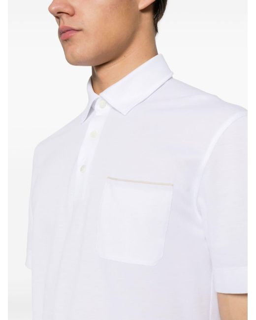 Zegna Poloshirt mit Brusttasche in White für Herren