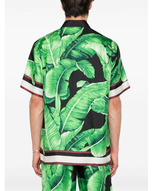 Camisa con estampado de hojas Dolce & Gabbana de hombre de color Green