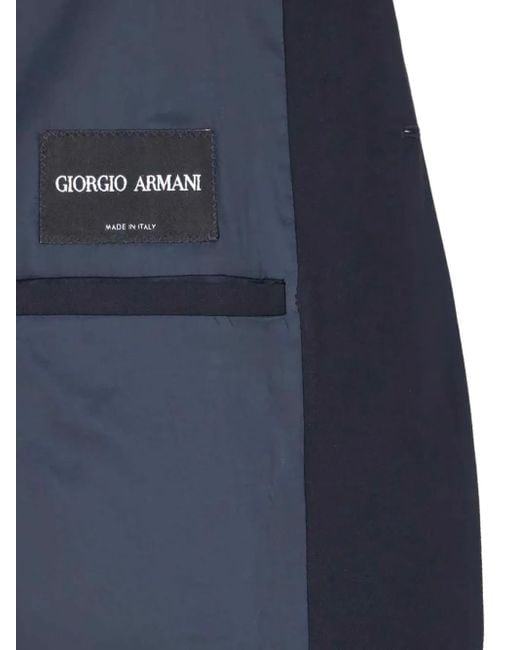 Giorgio Armani Blue Mandarin-Collar Wool Jacket for men