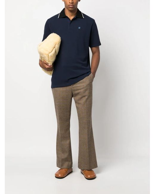 Loewe Blue Anagram-Embroidered Cotton Polo Shirt for men