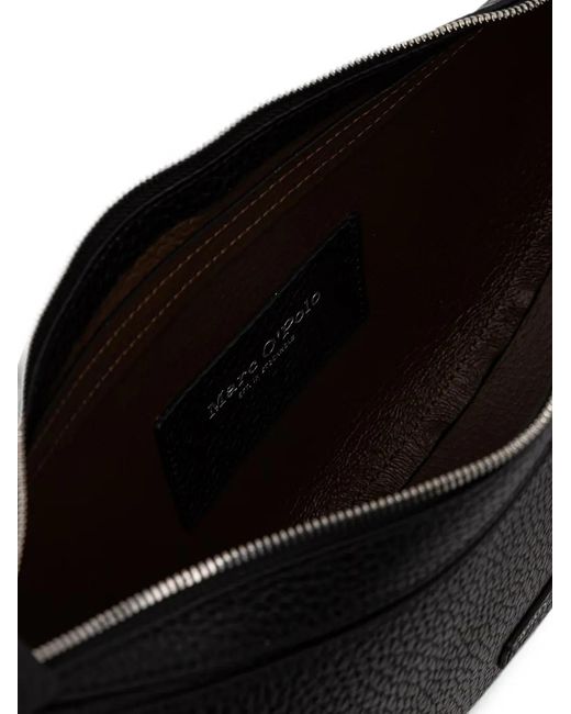 Marc O' Polo Black Logo-Appliqué Leather Crossbody Bag