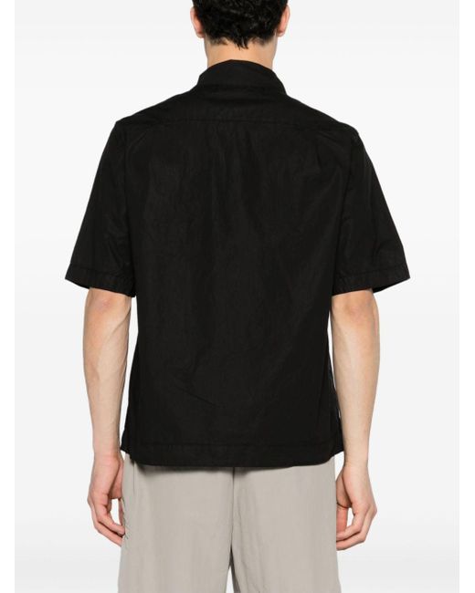 メンズ Stone Island Logo-print Crinkled Shirt Black
