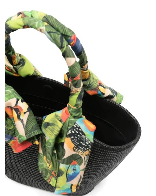 Farm Rio Black Printed Handle Tote Bag