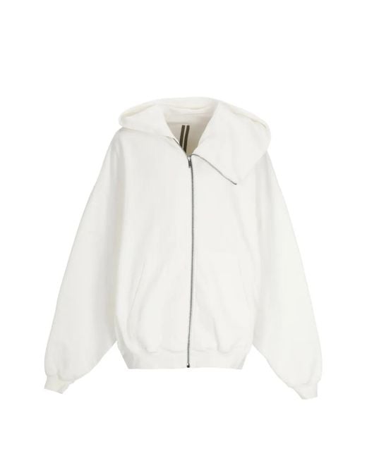 Rick Owens White Mountain Hun Asymmetric-Zip Hoodie for men