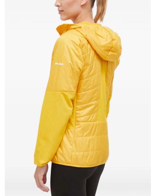 Salewa Yellow Quilted Hooded Performance Jacket