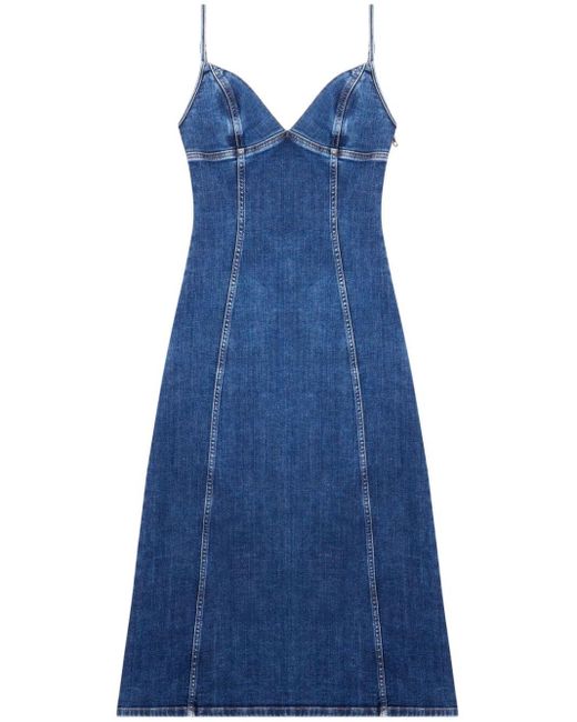 DIESEL Denim Midi-jurk in het Blue