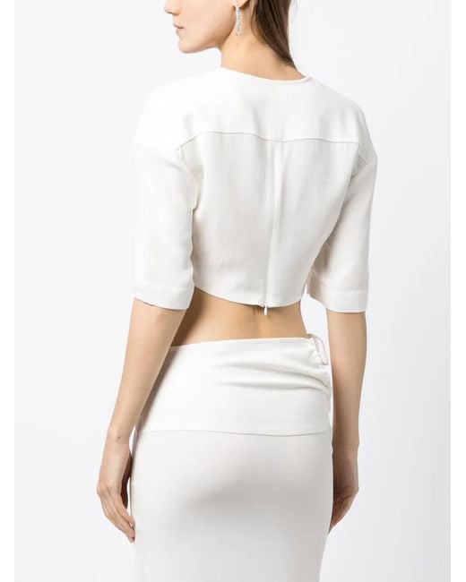 Christopher Esber White Drawstring Crop Top