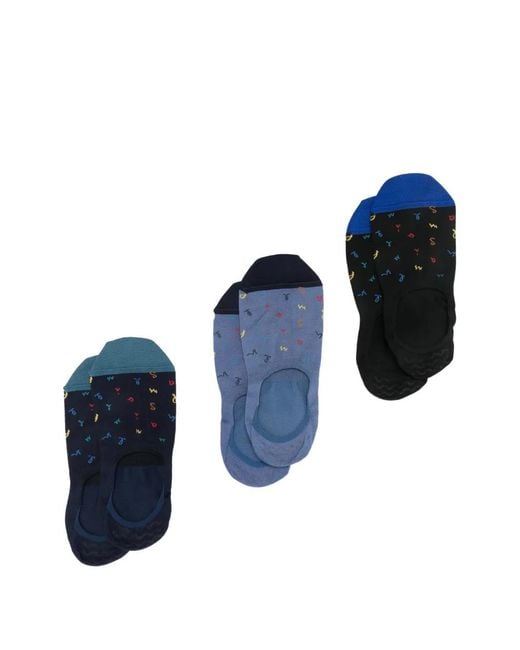 Paul Smith Blue Patterned Socks (Set Of Three) for men