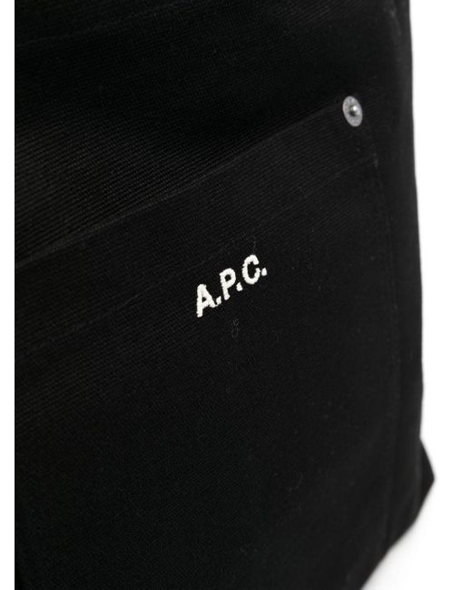 A.P.C. Black Thais Logo-Embroidery Tote Bag for men
