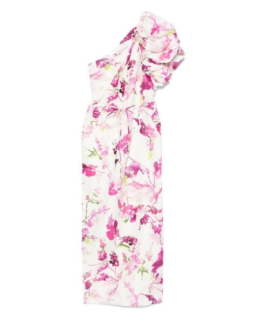 Aje. Cira Midi-Jurk in het Pink