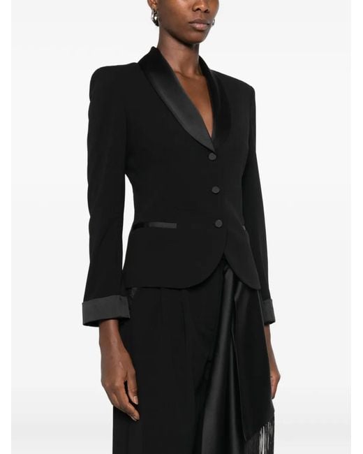 Imperial Black Satin-Trim Single-Breasted Jacket