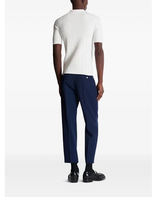 Balmain Pb Labyrinth Gebreid Poloshirt in het White voor heren