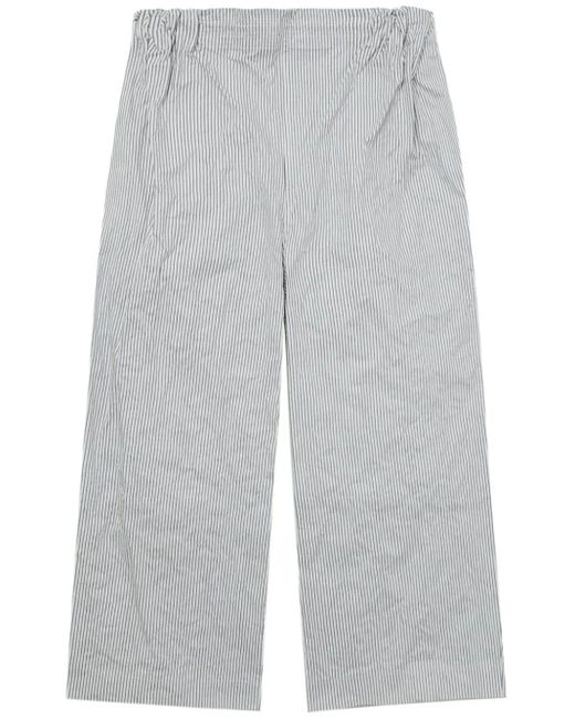 Hed Mayner Gray Striped Cotton Trousers for men